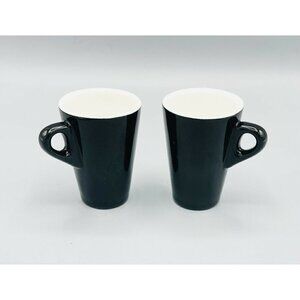 2 Tognana Porcelain Espresso Shot Mugs Cups Black Made in Italy Coffee Bar 3”